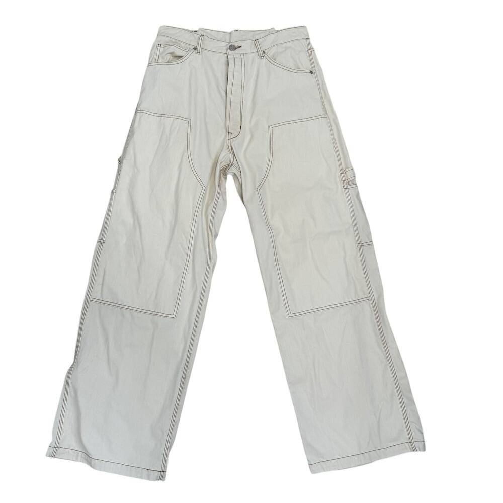 B1 ARCHIVE Carpenter Jeans Mens 34 Wide Leg Cream Made in USA Oversized